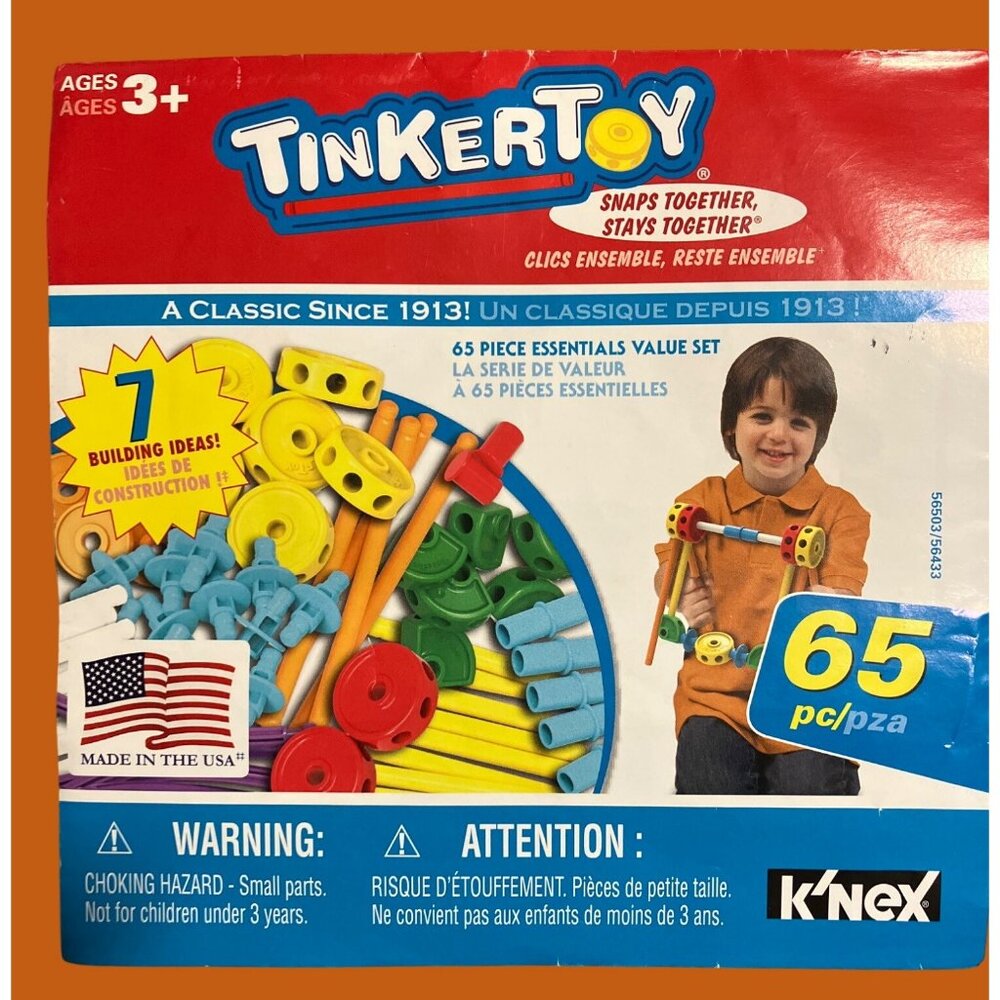TinkerToy Snap Together 62 Piece Essentials Value Set For Ages 3+